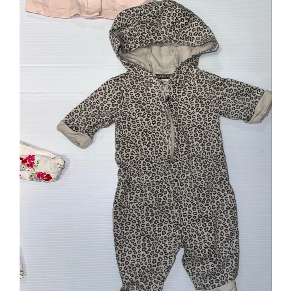 Lot of 4 Baby Girl Carter's Coral Ruffle Romper Jacket Top 3 Months Bundle